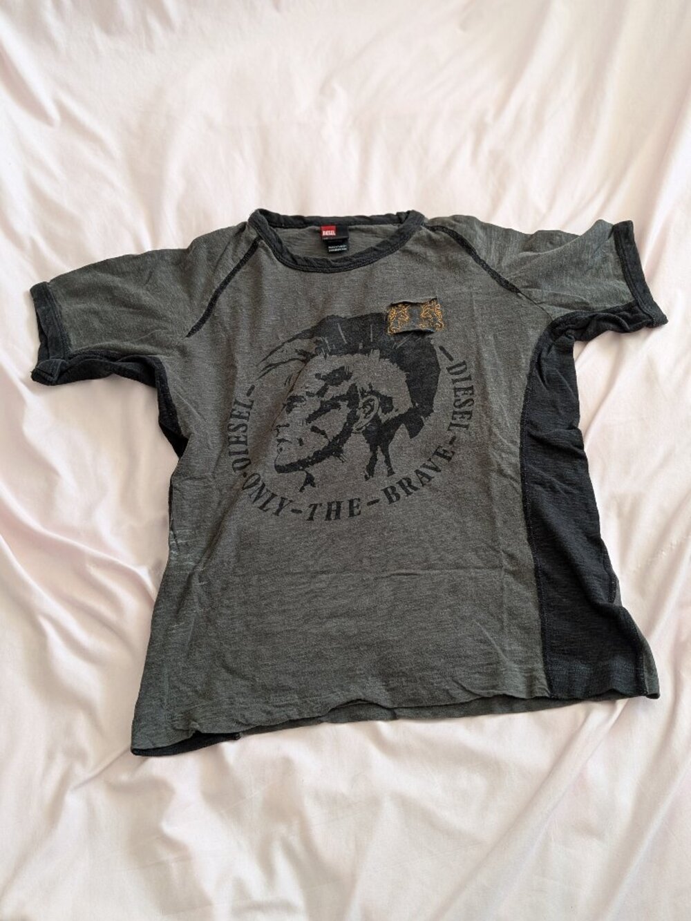 Diesel Grey Mohawk Graphic Ringer Tee L